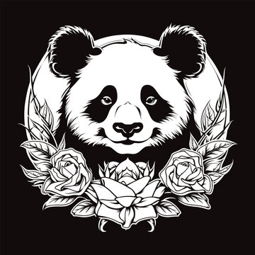 head panda vector illustration tatoo art