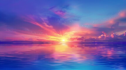 Fototapeta premium Breathtaking sunset floods the sky with vivid, dramatic hues.