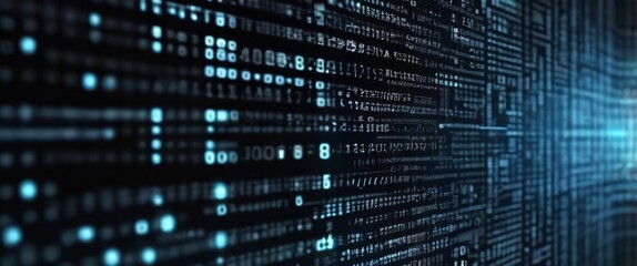 Obraz premium An abstract digital background with binary code and AI algorithms running in the background