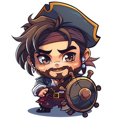 Obraz premium Pirate with sword Clipart Sticker, png, generated ai