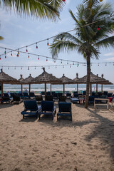 lounge chairs on the beach in Vietnam