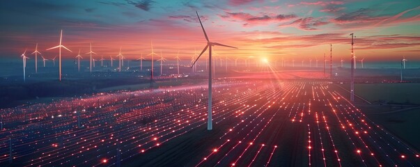 Renewable Energy Powering Smart Grid at Sunrise