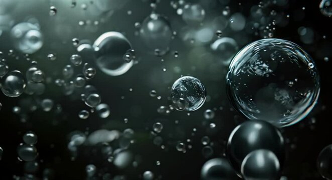 A dark-themed bubbles background with a simplistic feel, evoking a sense of mystery and tranquility.