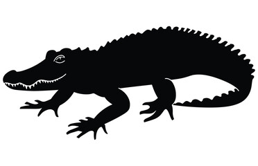 Crocodile and alligator silhouette, Alligator straight tail silhouette
