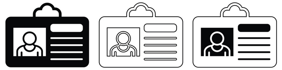 ID Card icon set. ID Card icon collection. Driver's license Identification card icon sign and symbol. ID Badge Symbol white background. Identity sign. Vector illustration. eps 10