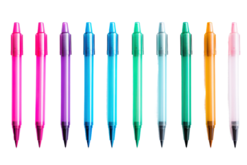 The Rainbow Pen Parade on White or PNG Transparent Background.