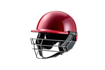 Crimson Warrior: A Red Football Helmet on White or PNG Transparent Background.