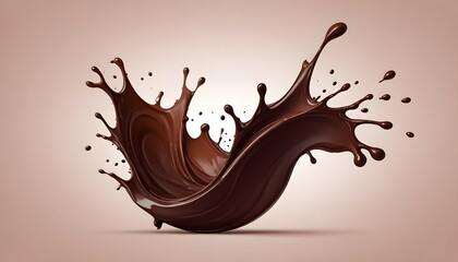 A splash of rich, dark chocolate liquid against a light background , creating an abstract and dynamic visual effect