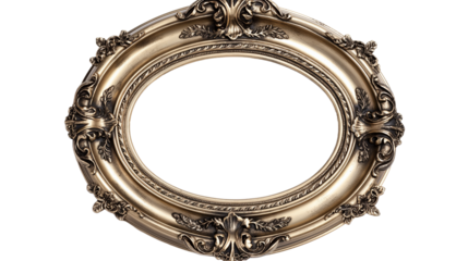 Antique silver picture frame, Antique oval round photo frame on transparent background