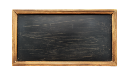 blank blackboard isolated, Blank blackboard in wooden frame isolated, top view on transparent background