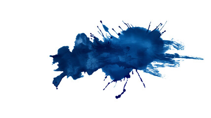 blue ink blot, blue ink splashes, Blue grunge ink splat isolated on transparent background 