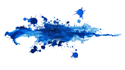 blue ink splashes, Blue grunge ink splat isolated on transparent background