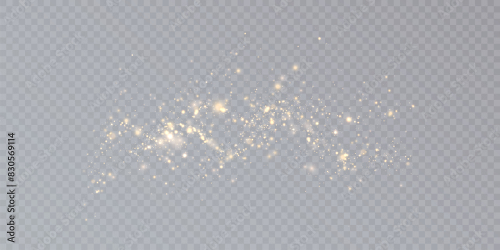 Aufkleber Bokeh glow background of sparkling dust, gold dust light, background with bokeh light effect, yellow shimmering glow with bokeh and glitter light. Vector	
