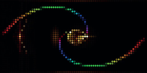 Dark colorful vector modern geometrical circle abstract background. Dotted texture template. Geometric pattern in halftone style with gradient.