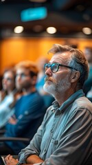 Financial Independence Seminar with Mature Attendees Learning About Passive Income Streams