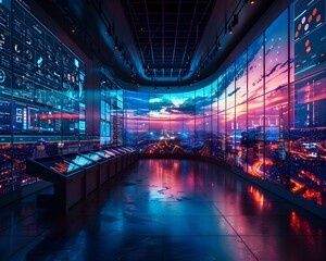 Futuristic Smart City Control Room Optimizing Urban Systems for Efficient