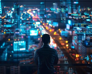 Futuristic Smart City Control Room Optimizing Urban Systems with Advanced Digital Interfaces