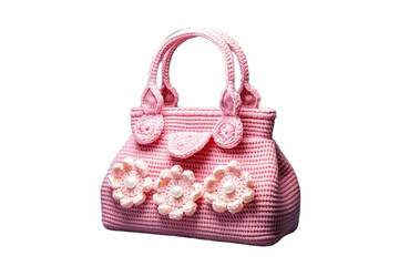 Blossoming Beauty: A Pink Purse Adorned With Delicate Flowers on White or PNG Transparent Background.