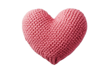 The Enchanted Pink Knitted Heart on White or PNG Transparent Background.
