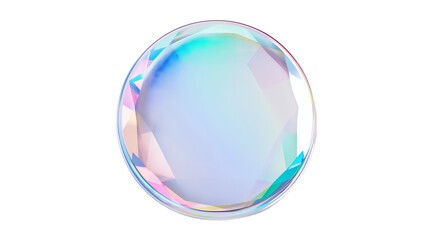 Glass sphere isolated, Round shape with 3d crystal glass holographic effect isolated on transparent
 background