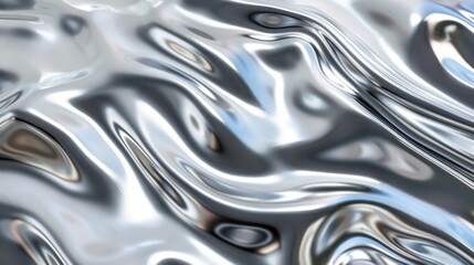 3D render of liquid metal wavy texture, Generative AI