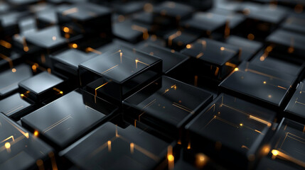 Fototapeta premium Sophisticated black onyx squares blend with future technology, portraying elegance,