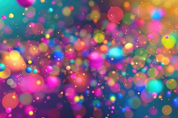 A colorful background with many small, colorful balls scattered throughout. The image has a fun, playful, and energetic vibe