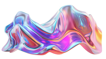 lines wave 3d crystal glass holographic effect isolated whit transparent background