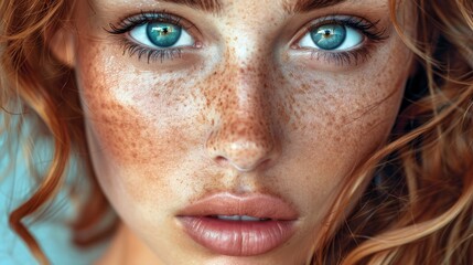  A close-up of a woman with multiple freckles on her face