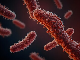 close up of bacteria red color