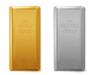 Gold and silver bars on a white background vector illustration