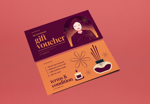 Burgundy Flat Illustration Spa Gift Voucher