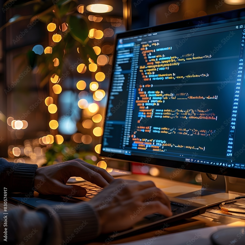 Poster digital marketing developer coding new crm software tool for business