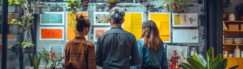 Energetic Creative Team Brainstorming in Vibrant Office with Digital Mood Boards for Marketing Concept