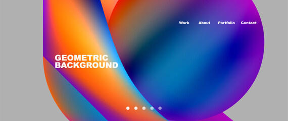 Bright multicolored geometric abstract shapes. Minimal trendy simplicity concept. Modern overlapping forms