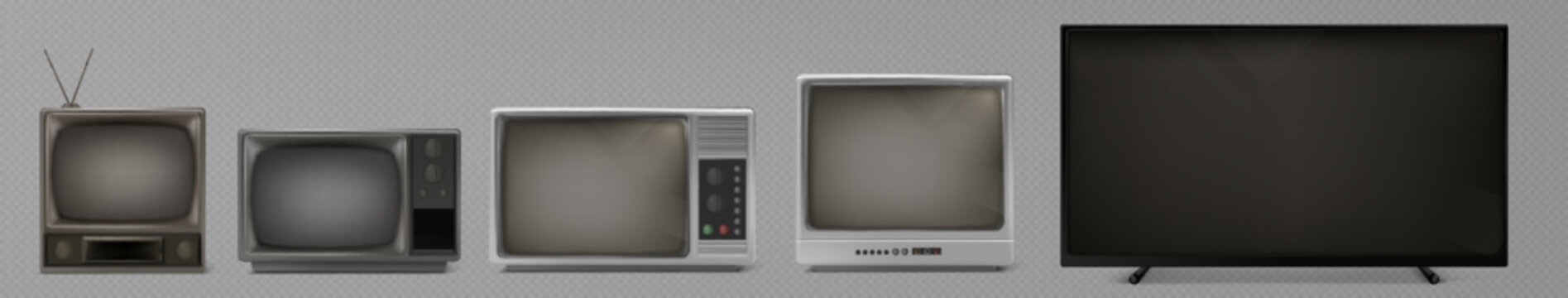 tv evolution set. Vector illustration isolated on transparent background
