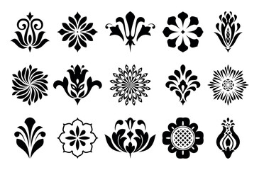 Flowers icon set. Flowers isolated on transparent background. Flowers in modern simple. Cute round flower plant nature collection. Vector illustrator