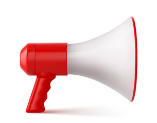 Red and White Megaphone Isolated on White Background. Vector illustration