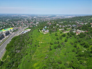 View of residential buildings in the foothill part of the city.
