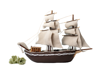 The Magical Journey of a Little White Sailboat on White or PNG Transparent Background.