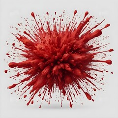Red color powder explosion on white background