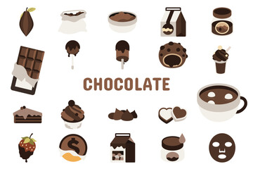 Chocolate Flat Vector Illustration Icon Sticker Set Design Materials