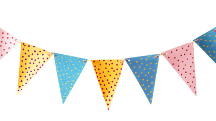 Fototapeta premium A series of illustrated party banners and flags, cut out and isolated on a white background