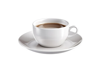 Obraz premium Serene Morning Ritual: The Dance of Coffee and Saucer on White or PNG Transparent Background.