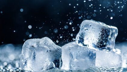 Obraz premium Image of ice cube on black background.