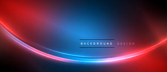 Neon glowing circle rays, light round lines in the dark, planet style neon wave lines. Energetic electric concept design for wallpaper, banner, background