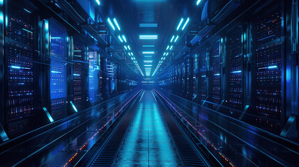Blue communication data room illustration