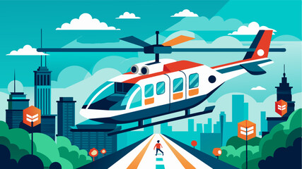 The air taxi highspeed network has revolutionized the way we commute turning what used to be a long and tedious trip into an efficient and enjoyable experience.. Vector illustration