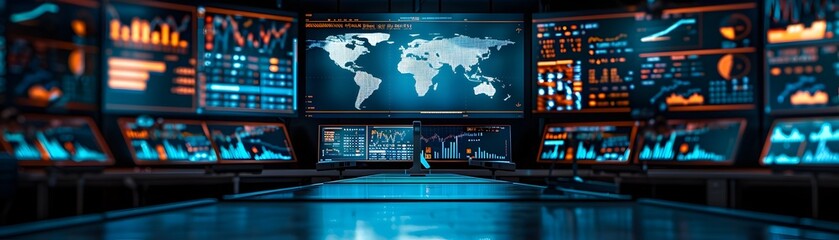 High Energy Financial Trading Floor with Immersive Data Visualization and Global Connectivity - Powered by Adobe