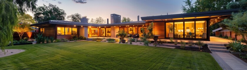 Modern Suburban Oasis: Stylish Home with Expansive Backyard Retreat